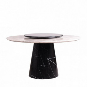 ORION-N ROUND MARBLE DINING TABLE w/ LAZY SUSAN